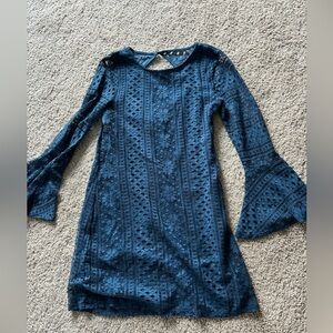 Bell sleeved blue dress